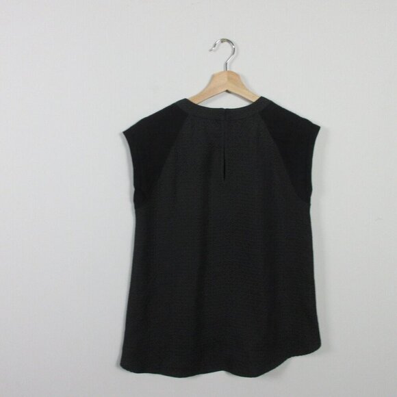 Club Monaco Womens Sleeveless Top Black Wool Textured Luxury Blouse S 112 - Picture 2 of 12